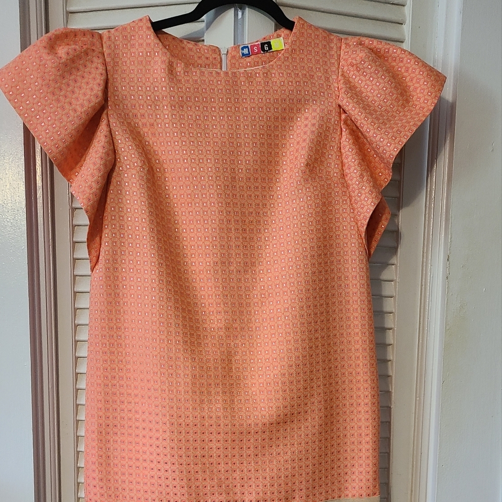 MSGM Peach Brocade‎ Sheath Dress size Eu 38 EUC